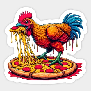 Chicken Pepperoni Pizza T-rex style Sticker